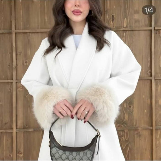 Manteau Tendance en cachemire avec fourrure