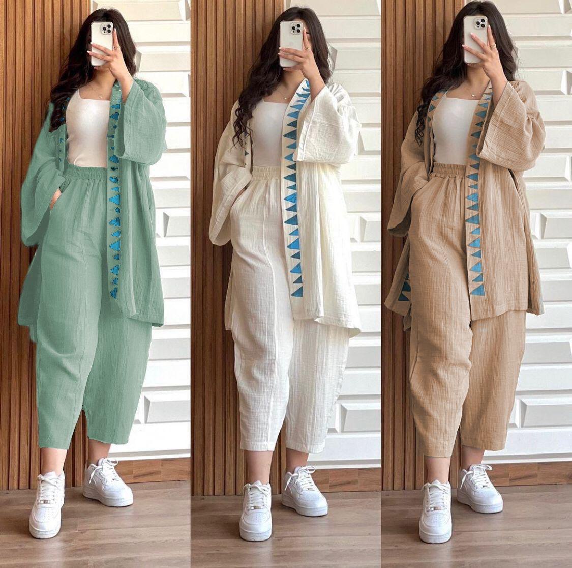 Ensemble deux pièces en lin gaufré – Élégance décontractée