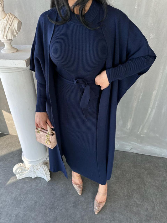 Robe et cardigan avec ceinture