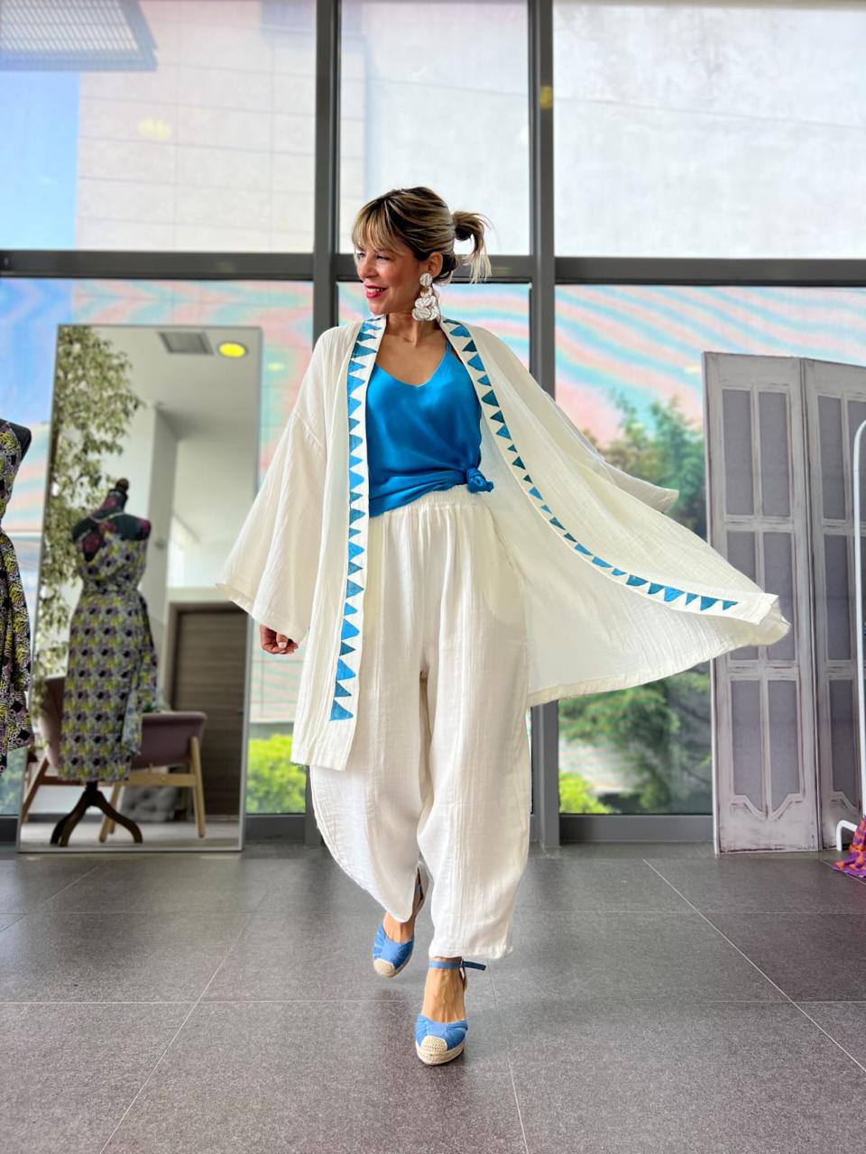 Ensemble deux pièces en lin gaufré – Élégance décontractée