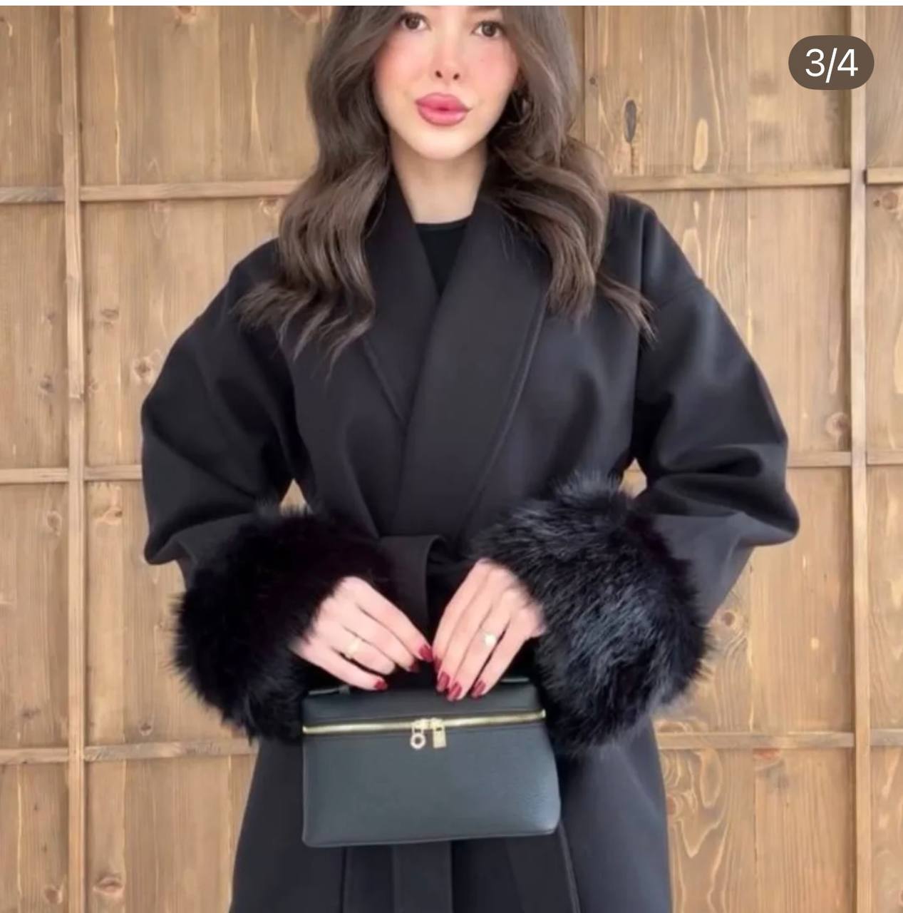 Manteau Tendance en cachemire avec fourrure