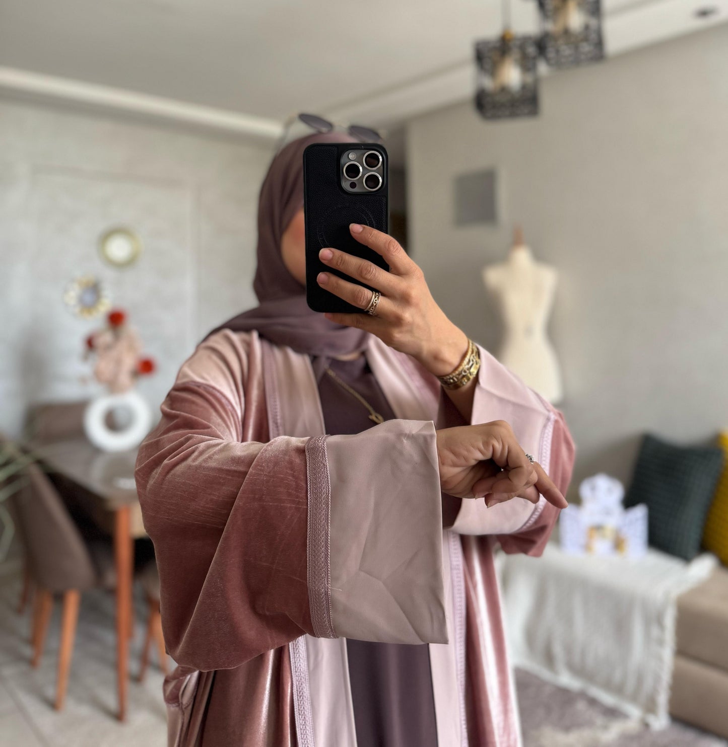 عباية الفخامة بالموبرة حرير